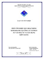 PHÂN TÍCH HIỆU QUẢHOẠT ĐỘNG  KINH DOANH TẠI CÔNG TY CỔ PHẦN  TƯ VẤN ĐẦU TƯ VÀ XÂY DỰNG  KIÊN GIANG
