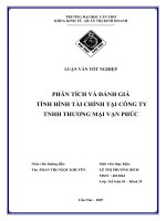 PHÂN TÍCH VÀ ĐÁNH GIÁ  TÌNH HÌNH TÀI CHÍNH TẠI CÔNG TY  TNHH THƯƠNG MẠI VẠN PHÚC