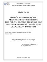 Tổ chức hoạt động tự học nhằm phát huy tính tích cực học tập của học sinh trong dạy học chương câ bằng