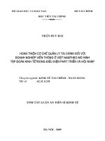 Hoàn thiện cơ chế quản lý tài chính đối với doanh nghiệp viễn thông ở Việt Nam theo mô hình tập đoàn kinh tế trong điều kiện phát triển và hội nhập