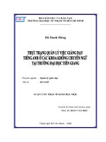 Thực trạng quản lý việc dạy học tiếng anh ở các khoa không chuyên ngành ngữ tại trường đại học Tiền Giang