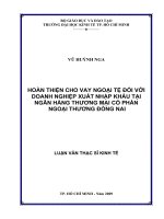 162 Hoàn thiện cho vay ngoại tệ đối với Doanh nghiệp xuất nhập khẩu tại Ngân hàng thương mại cổ phần Ngoại thương Đồng Nai