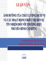 Ảnh hưởng của chất lượng dịch vụ và các hoạt động chiêu thị đến sự tín nhiệm đối với thương hiệu truyền hình cáp HTVC