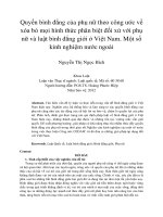 Quyền bình đẳng của phụ nữ theo công ước về xóa bỏ mọi hình thức phân biệt đối xử với phụ nữ và luật bình đẳng giới ở Việt Nam. Một số kinh nghiệm nước ngoài
