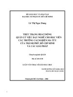 Thực trạng hoạt động quản lý việc dạy nghề cho học sinh các trường cai nghiện ma túy của thành phố Hồ Chí Minh và các giải pháp
