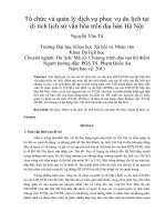 Tổ chức và quản lý dịch vụ phục vụ du lịch tại  di tích lịch sử văn hóa trên địa bàn Hà Nội