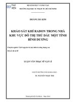Khảo sát khí Radon trong nhà khu vực đô thị thủ dầu một tỉnh bình dương