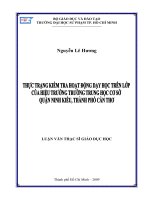 Thực trạng kiểm tra hoạt động dạy học trên lớp của hiệu trưởng trương trung học cơ sở quận Ninh Kiều, thành phố Cần Thơ