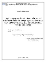 THỰC TRẠNG QUẢN LÝ CÔNG TÁC LẤY Ý  KIẾN SINH VIÊN VỀ HOẠT ĐỘNG GIẢNG DẠY  CỦA GIẢNG VIÊN TẠI ĐẠI HỌC QUỐC GIA  TP. HỒ CHÍ MINH