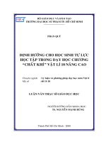 Định hướng cho học sinh tự lực học tập trong dạy học chương Khí chất vật lý 10