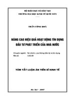 Nâng cao hiệu quả hoạt động tín dụng đầu tư phát triển của nhà nước