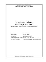 Chương trình giáo dục đạo học, ngành Văn học