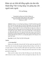 Khảo sát các biến thể đồng nghĩa câu đơn trần thuật tiếng Việt và ứng dụng vào giảng dạy cho người nước ngoài