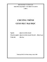 Chương trình đào tạo cửnhân chuyên ngành Quản trị kinh doanh Du lịch – Khách sạn