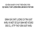 ĐÁNH GIÁ CHẤT LƯỢNG CÁ TRA XUẤT KHẨU VÀ MỘT SỐ QUY ĐỊNH MỚI VỀ BẢO ĐẢO CL, ATTP THỦY SẢN XUẤT KHẨU