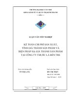 KẾ TOÁN CHI PHÍ SẢN XUẤT,  TÍNH GIÁ THÀNH SẢN PHẨM VÀ  BIỆN PHÁP HẠ GIÁ THÀNH SẢN PHẨM  TẠI CÔNG TY THUỐC LÁ BẾN TRE