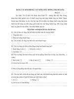 BẢNG CÂU HỎI PHỎNG VẤN NÔNG DÂN TRỒNG THANH LONG