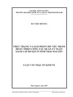 Luận văn thạc sĩ về thực trạng và giải pháp chủ yếu nhằm hoàn thiện công tác quản lý ngân sách cấp huyện ở tỉnh Thái Nguyên