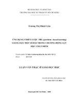 Ứng dụng chiến lược PBL giảng dạy một số bài trong chương động lực học chất điểm