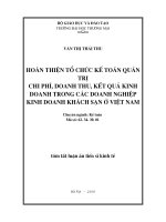 Luận văn thạc sĩ về Hoàn thiện tổ chức kế toán quản trị chi phí,kinh doanh trong các doanh nghiệp kinh doanh khách sạn ở Việt nam