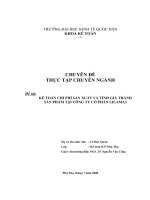 106 Kế toán chi phí sản xuất và tính giá thành sản phẩm tại Công ty Cổ phần Lilama 3