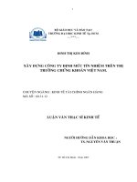 26 Xây dựng Công ty định mức tín nhiệm trên thị trường chứng khoán Việt Nam