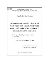 Mối tương quan giữa các chỉ số phát triển con người, phát triển kinh tế và phát triển giáo dục ở đồng bằng sông Cửu Long