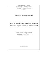 Phân tích báo cáo tài chính tại công ty TNHH vật liệu xây dựng và cơ khí Tàzon