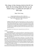 Xây dựng và bán chương trình du lịch đi Lào  dành cho thị trường khách Hà Nội của chi  nhánh công ty Cổ phần Du lịch Quốc tế  Hữu nghị