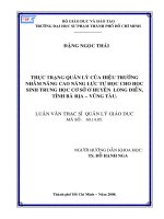 Thực trạng quản lý của hiệu trưởng nhằm nâng cao năng lực tự học cho học sinh trung học cơ sở ở huyện Long Điền tỉnh Bà Rìa, Vũng Tàu