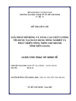 280 Giải pháp mở rộng và nâng cao chất lượng tín dụng tại Ngân hàng Nông Nghiệp & Phát Triển Nông Thôn chi nhánh tỉnh Tiền Giang