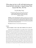 Tiềm năng du lịch và đề xuất định hƣớng quy  hoạch du lịch sinh thái ở vùng hồ Quan Sơn,  huyện Mỹ Đức, Hà Nội