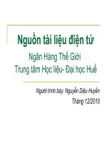 Nguồn tài liệu điện tử ngân hàng thế giới trung tâm học liệu-Đại học Huế