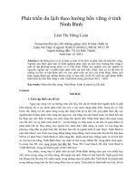 Phát triển du lịch theo hướng bền vững ở tỉnh  Ninh Bình