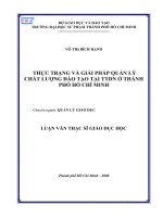 THỰC TRẠNG VÀ GIẢI PHÁP QUẢN LÝ  CHẤT LƯỢNG ĐÀO TẠO TẠI TTDN Ở THÀNH  PHỐ HỒ CHÍ MINH