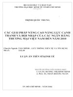 107 Các giải pháp nâng cao năng lực cạnh tranh và hội nhập của các Ngân hàng thương mại Việt Nam đến năm 2010