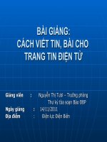 Bài giảng: Cách viết tin, bài cho trang điện tử
