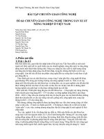 CHUYỂN GIAO CÔNG NGHỆ TRONG SẢN XUẤT NÔNG NGHIỆP Ở VIỆT NAM