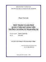 Thực trạng và giải pháp quản lý đội ngũ giảng viên trường Cao đẳng Sư Phạm Đăklăk