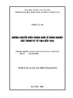 Những chuyển biến trong kinh tế nông nghiệp bắc trung kỳ tư 1984 đến 1945