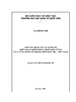 62 Chuyển dịch cơ cấu kinh tế trên quan điểm phát triển bền vững của vùng kinh tế trọng điểm Bắc Bộ - Việt Nam