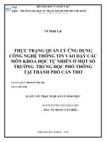 THỰC TRẠNG QUẢN LÝ ỨNG DỤNG  CÔNG NGHỆ THÔNG TIN VÀO DẠY CÁC  MÔN KHOA HỌC TỰ NHIÊN Ở MỘT SỐ TRƯỜNG TRUNG HỌC PHỔ THÔNG  TẠI THÀNH PHỐ CẦN THƠ