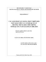 Các giải pháp xây dựng, phát triển đội ngũ giáo viên và cán bộ quản lý trường trung học phổ thông tỉnh Quảng Nam giai đoạn 2006 - 2010