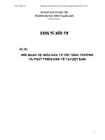 Mối quan hệ giữa đầu tư với tăng trưởng, phát triển kinh tế Việt Nam