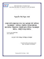 Chuyển dịch cơ cấu kinh tế nông nghiệp - nông thôn tỉnh Bình Dương trong thời kỳ công nghiệp hóa - hiện đại hóa