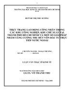 588 Thực trạng lao động công nhân trong các khu công nghiệp, khu chế xuất tại TP.HCM và một số giải pháp nhằm tăng cường thu hút vốn đấu tư trực tiếp nước ngòai