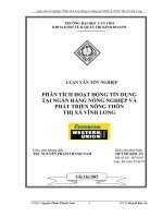 Phân tích hoạt động tín dụng tại ngân hàng nông nghiệp và phát triển nông thôn thị xã Vĩnh Long