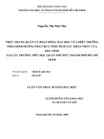 Thực trạng  quản lý hoạt động dạy học của hiệu trưởng theo định hướng phát huy tính tích cực nhận thức của học sinh tại các trường tiểu học quận Thủ Đức thành phố Hồ chí MInh