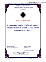 Thẩm định dự án đầu tư xây mới nhà máy chế biến thủy sản xuất khẩu CMFISH