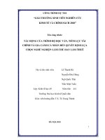Tác động của trình độ học vấn , tiềm lực tài chính và gia cảnh cá nhân đến quyết định lựa chọn nghề nghiệp : làm chủ hay làm thuê